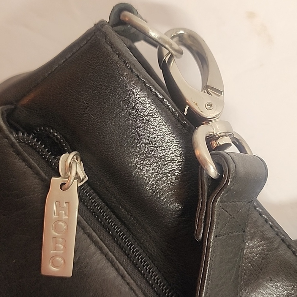 HOBO INTERNATIONAL Black Leather Unisex Bag. Organizer Carryall Minimalist Sz L - Picture 3 of 13